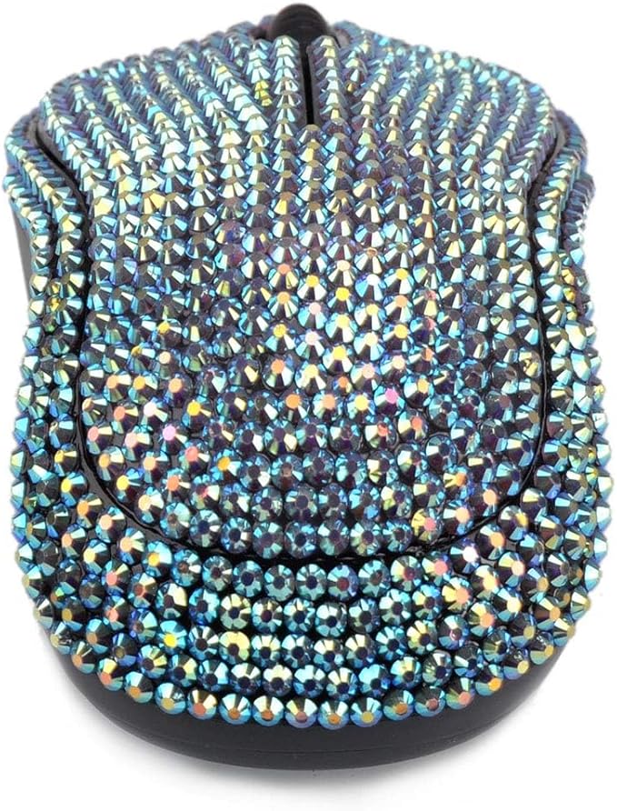 Brand Luxury Bling Dazzle Jeweled Rhinestone Crystal Wireless Mouse for Computers and Laptops Office - Pink Colorful
