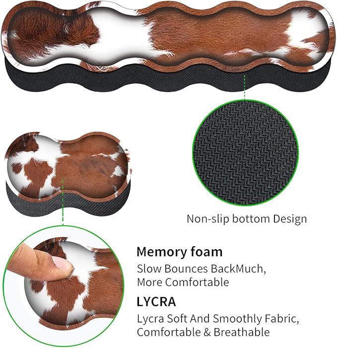 Large Mouse Pad and Gel Mouse Wrist Rest+ Memory Foam Keyboard Wrist Rest Support Set Non-Slip Rubber Base for OfficeHomeComputerExtended Gaming Mousepads XXL Animal Skin Brown Cowhide Desk Mat