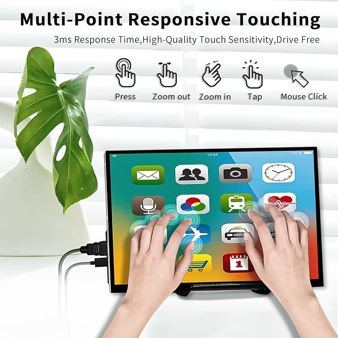 Raspberry Pi Touchscreen10 Inch Monitor HDMI1024×600 Mini Monitor16:9 IPS Screen Small Portable Display for Raspberry Pi 400/4/3/2/Zero/B/B+ Jetson Nano Win11/10/8/7