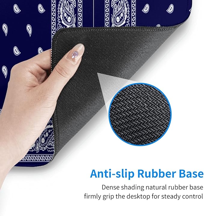 Bandana True Blue Large Mouse Pad 31.5x12 Inch Gaming Desk Mat XXL Non-Slip Rubber Base Computer Pad with Durable Stitched Edges for Work and Play
