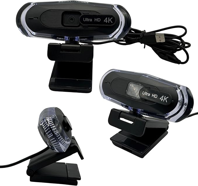 4K Ultra HD Remote Control with Stand Webcam LED RGB Lighting 95-Degree Wide Angle Auto Focus 1080P@60FPS Black USB 2.0 for Video Conferencing Desktop/Laptop