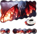 Large Mouse Pad and Keyboard Wrist Rest Desk Pad for Keyboard and Mouse 4-in-1 Large Gaming Mouse Pad with Wrist Support Desk Mat for Home Office Study Game-Dragon in Flames