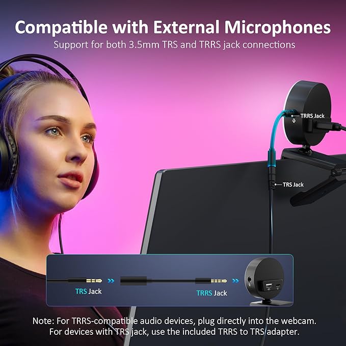 NexiGo N960E Pro 60FPS Webcam with Mic/Headset Jack and Extra USB Port 1080P Web Camera with Light Fast AutoFocus Built-in Privacy Cover for Zoom Meeting Skype Teams Twitch