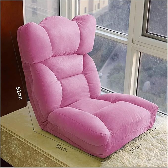 ELEFOCUS Folding Sofa Chair Folding Floor Chair Removable and Washable Lazy Sofa 6 Backrest Adjustments Meditation Chair(Light Red)