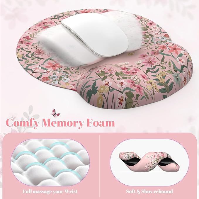 iLeadon Desk Matt for Desktop Non Slip Base Mouse Pad with Wrist Rest Wrist Pad for Keyboard Gaming Mouse Pad Large Anti-Fatigue Gel Mousepad with Wrist Support (Pink)