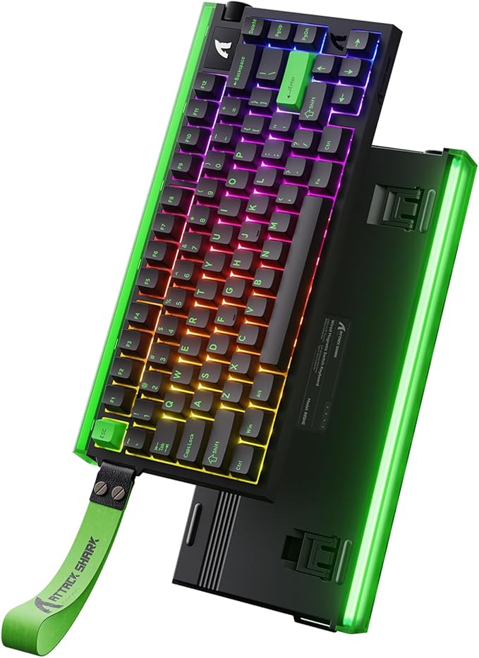 ATTACK SHARK R85 HE Wired 75% Rapid Trigger Mechanical RGB Gaming Keyboard with Custom Lightbox8KHz Polling Rate0.005mm RT Accuracy0.08MS LatencyHall EffectMagnetic SwitchDriver for PC-Green