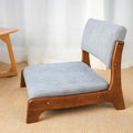 BTZHY Floor Chair Wooden Tatami Chair Floor Chair with Upholstery Lazy Susan Meditation Floor Seat for Bay Window Living Room Bedroom(Grey FleeceWalnut)