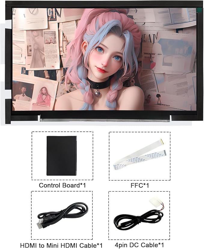 14 Inch LCD Screen for Lian Li O11 Mini PC Case FHD 1920x1080 Laptop Screen Replacement PC Secondary Display HDMI 72% NTSC(White)