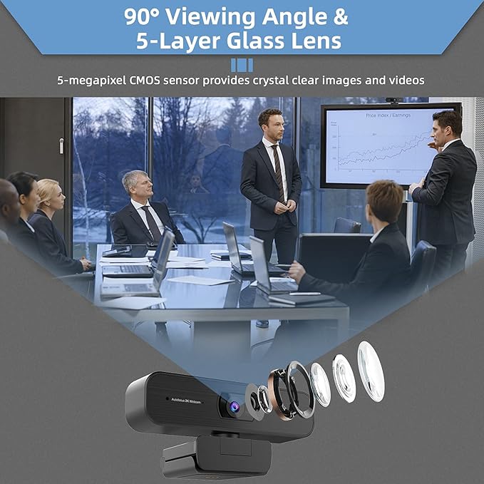 NexiGo N940P 2K Zoomable Webcam with Remote and Software Controls Sony Sensor 1080P@60FPS 3X Zoom in Dual Stereo Microphone for Zoom/Skype/Teams/Webex (Black) (Renewed)