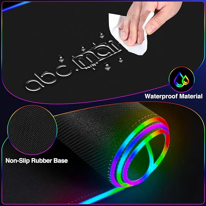 XXL RGB LED Gaming Mouse Pad with Magnetic Wireless Charger &amp Foldable Phone Holder 31.5x15.8 Extended Ultra-Smooth Desk Mat 25 Lighting Effects Non-Slip Base Includes 20W PD Adapter