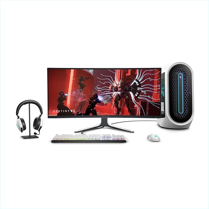 Alienware AW3423DW Curved Gaming Monitor 34.18 inch Quantom Dot-OLED 1800R Display 3440x1440 Pixels at 175Hz True 0.1ms Gray-to-Gray 1M:1 Contrast Ratio 1.07 Billions Colors - Lunar Light