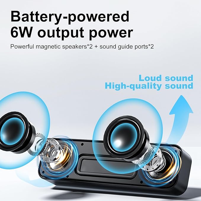 Computer Speakers for Desktop PCRechargeable Bluetooth SpeakerSmall Computer Soundbar with Stereo &amp Bass3.5mm Aux-inTF PortLoud Volume for Web ConferencesTeacherMusic (Black)