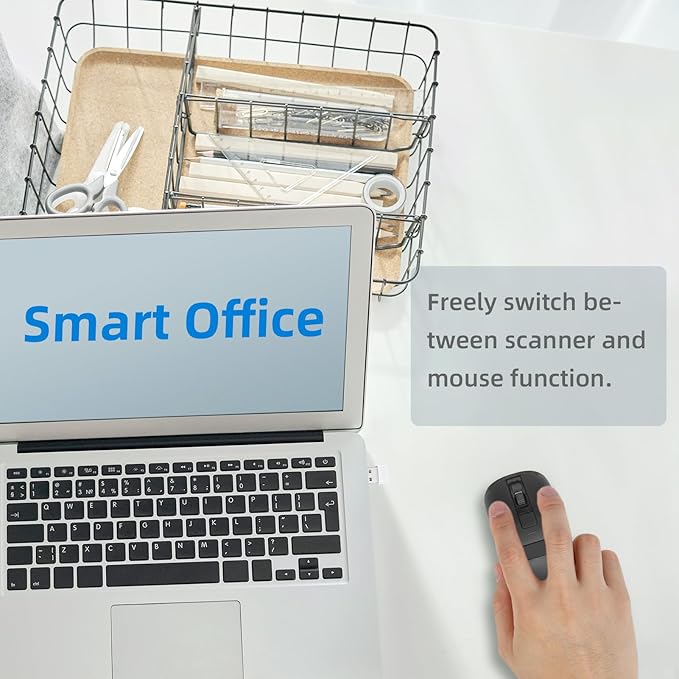New Wireless Mouse Barcode Scanner 2-in-1 Design 2D Handheld Barcode Scanner with Wireless Mouse Functions for POS SystemStoreSupermarket Warehouse.(Black)