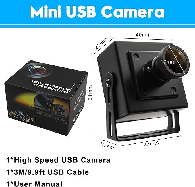 ELP 260FPS USB Camera for Computer - 2.9mm Wide Angle Lens 2MP Mini USB2.0 PC Camera CMOS OV4689 260FPS@360P 120FPS@720P 60FPS@1080P FHD Webcam for Jetson Nano