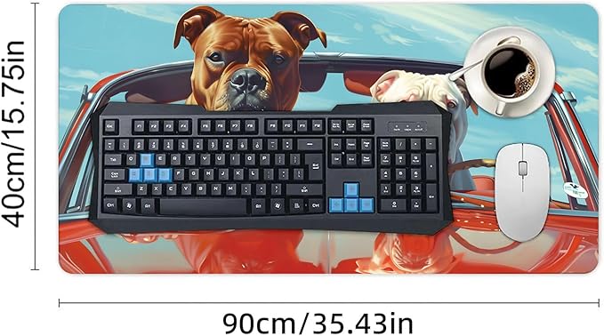 XXL Gaming Mouse Pad Animal Drive Dog XXL Gaming Mouse Pad Large Desk Mat Protector for Desktop Anti-Slip Rubber Extended Computer Keyboard Mat Writing Pad for Work Office 15.7 * 35.4 inB-1756