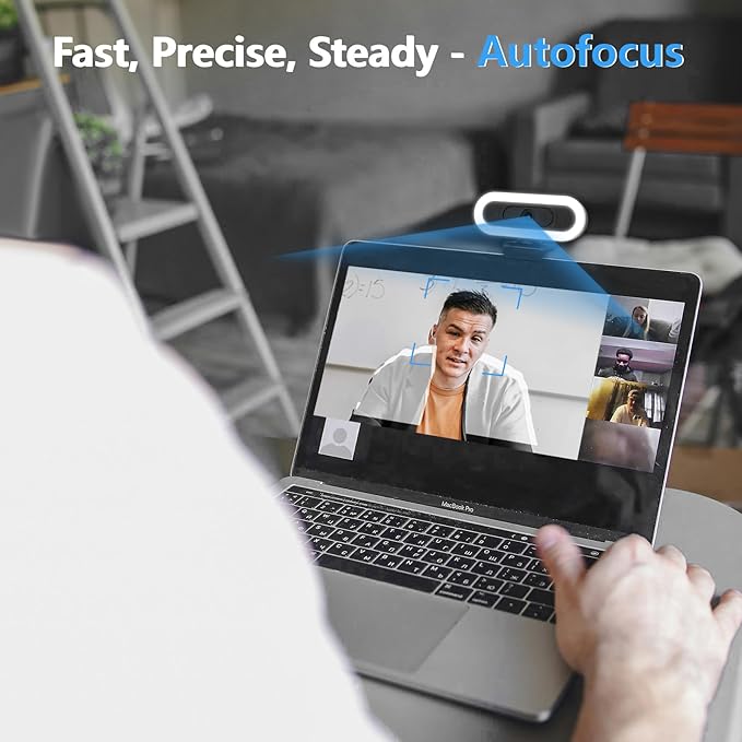 2K Webcam for PCStreaming Computer Camera with Fill RGB LightsAutofocus Webcam with Microphone and CoverPlug-Play USB Web cam for Desktop ComputerMeetingGamingVideo Calling