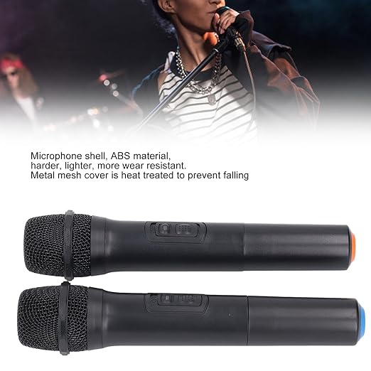 Walfront 1 to 2 Mic Wireless Noise Reduction Microphone Dynamic Mic for Karaoke Party Gathering with Clear Sound Stable Signal and No Latency