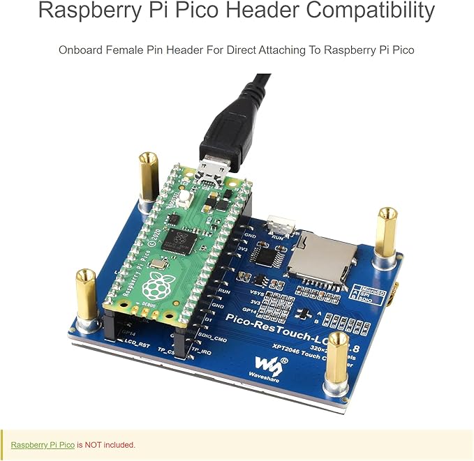 2.8 inch Touch Display Module for Raspberry Pi Pico 2.8 SPI IPS LCD 320×240 Touch Screen 262K Colors Resistive Touch Controller XPT2046 ST7789 Driver Clear and Colorful Displaying Effect