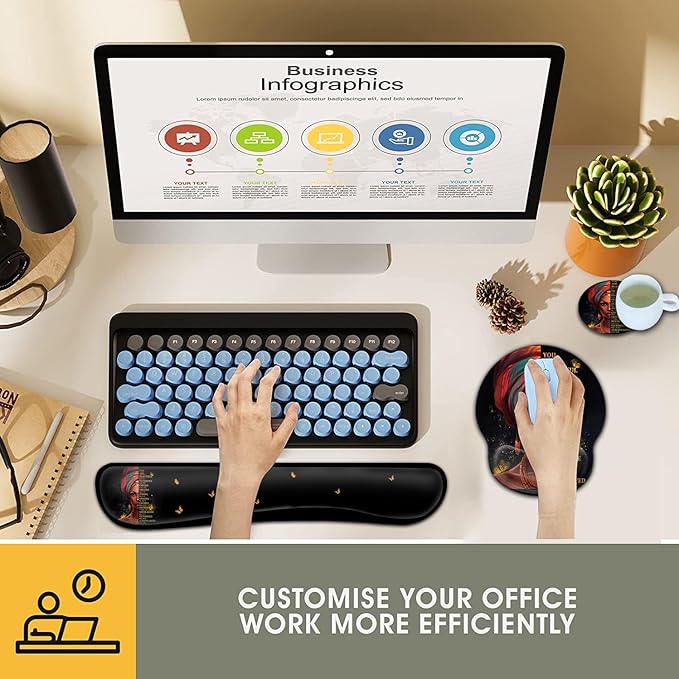 Ergonomic Gaming Mouse Pad Wrist Support and Memory Foam Keyboard Wrist Rest with Anti-Slip Base for Home Office Computer Desk Pad Gel Black Mouse Pad Easy Typing African American Women Black Girl