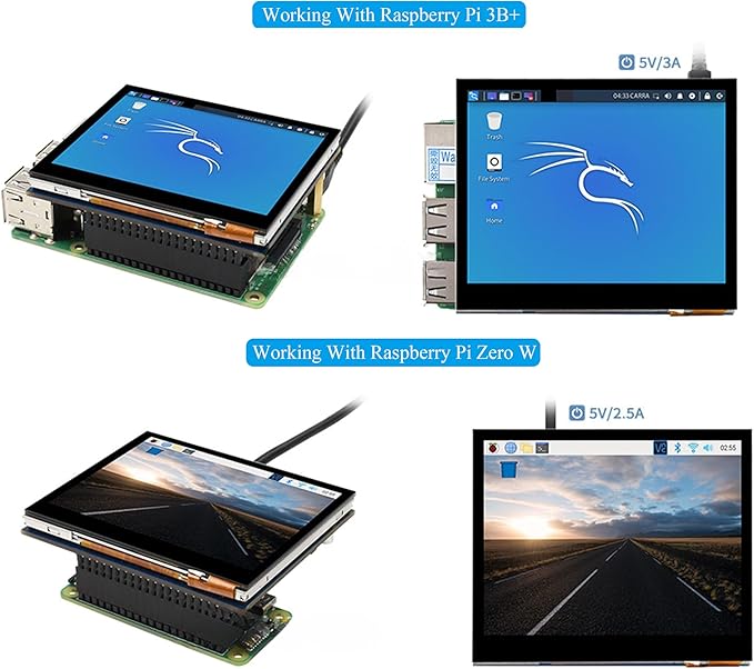 3.5inch DPI LCD Compatible with Raspberry Pi 5/4B/3B+/3B/2B/Zero/Zero W/WH/Zero 2W Capacitive Touch Screen 640x480 Resolution IPS LCDToughened Glass Cover Low Power