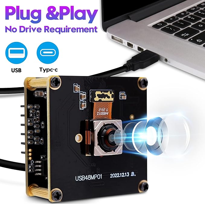48MP USB Camera Module 200ms Fast Autofocus Camera with 70 Degree Lens Industrial Webcam Board 8000 * 6000 Webcam for Laptop PC Raspberry pi Jetson Nano