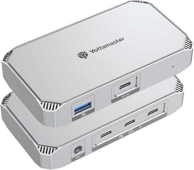 Yottamaster 40Gbps USB4 Dock Aluminum 5-in-1 USB C USB4 Hub with Triple Display 85W PD Charging for MacBook Dual Monitor Single 8K or Dual 4K@60Hz Compatible with USB4 Thunderbolt 4/3 [YUB4]