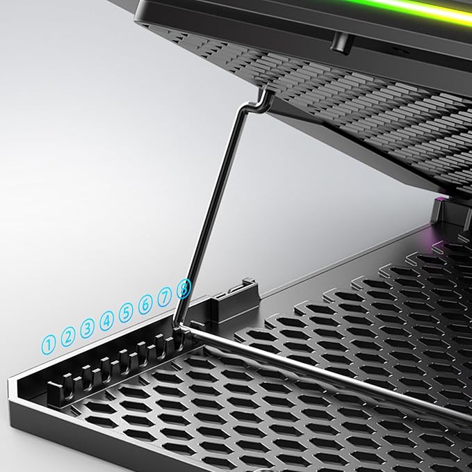 Enhances Laptop Cooling Pad for Quiet Gaming for 14in-21Inch Laptops MultiAngle Stand Phone Slot LED Laptop Coolers