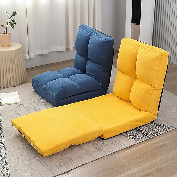 NaKeah Padded Floor Chair with 6 Adjustable Positions Foldable Floor Gaming Seat for Living Room Home Office and BalconyC