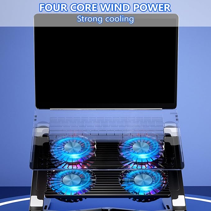 LED Laptop Cooling Pad Gaming Coolers Fan Stand with Quiet Fan Folding Bracket for Laptop