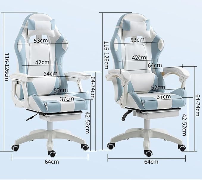 Video Gaming Chair Office Chair High Back Computer Chair Adjustable Back Ergonomic Chair with Headrest and Lumbar Support Gaming Chair with Footrest PU Leather ReclinerPink