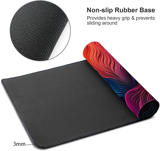 Vibrant Wavy Rainbow Desk Cover MatExtended Large Mouse PadComputer Laptop Mat Desk Decor for Office Game Home 30x16 Inch
