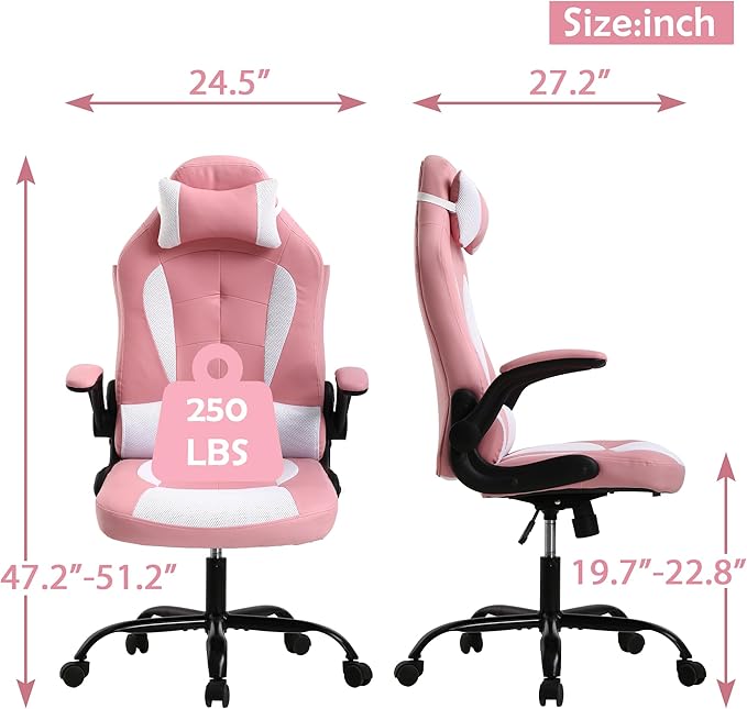 Gaming Chair High Back PU Leather Gaming Chairs Computer Chair with Armrest Headrest and Lumbar Support for Kids Teen Adults Men Women Height Adjustable Gamer Chair Computer Chairs for Adults