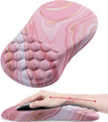 Mouse Pad Wrist Support Ergonomic Mouse Pad with Wrist Rest Comfortable Computer Mouse Pad for Laptop Pain Relief Mousepad with Non-Slip PU Base Pink