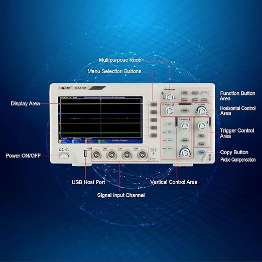 SDS1104 4CH Digital Desktop Storage Oscilloscope 7 LCD Display Handheld Portable Oscillometer 100MHz 1GS/s SCPI and LabVIEW Supported