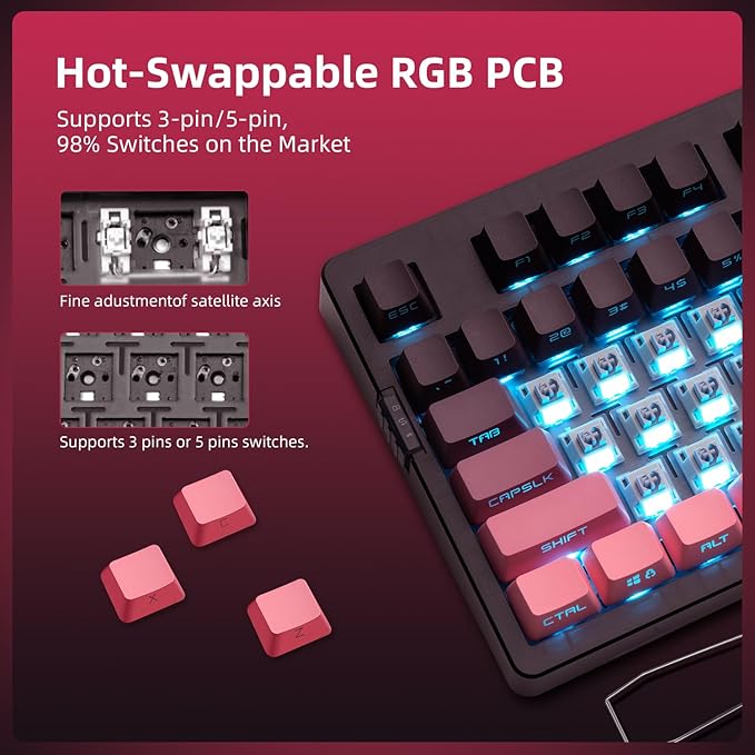 ZORNHER ZH980 Mechanical Keyboard Wireless95% Pink Creamy Keyboard with Number PadGaming Keyboard with Number PadLighted Up PBT KeycapsCreamy Sounding Linear SwitchesFull Size