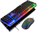 Mechanical Keyboard and Mouse Wired Gaming Keyboard Blue Switch 104 Keys Rainbow Backlit Keyboard and Wired Mouse 3200 DPI for PC Computer Gamer