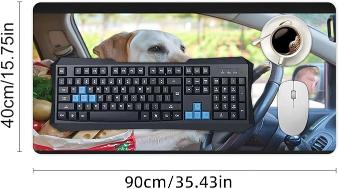 XXL Gaming Mouse Pad Animal Drive Dog XXL Gaming Mouse Pad Large Desk Mat Protector for Desktop Anti-Slip Rubber Extended Computer Keyboard Mat Writing Pad for Work Office 15.7 * 35.4 inB-1755