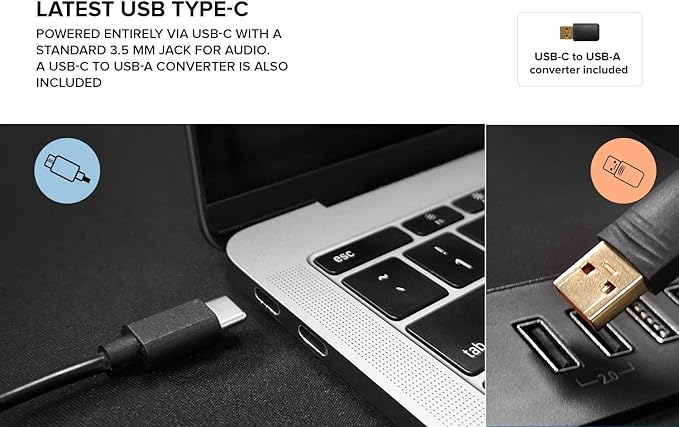 Creative Pebble V2 - Minimalistic 2.0 USB-C Powered Desktop Speakers 3.5 mm AUX-in Up to 8W RMS Power for Computers and Laptops Type-A Adapter Included and Extended Cable (Black)