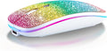 HXMJ Bling Dazzling Rechargeable 2.4G Wireless+Bluetooth MouseCovered with Crystal Diamond RhinestoneRGB BacklitGreat Gift idea for Her (Multicolor)