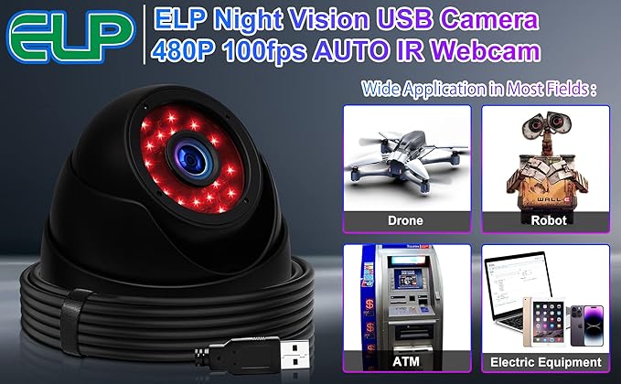 Sony IMX323 Sensor Mini Night Vision Dome USB Webcam HD 1080P UVC USB2.0 PC Camera 0.01LUX Low Light Home Surveillance Baby Camera for Computer Laptop Raspberry Pi