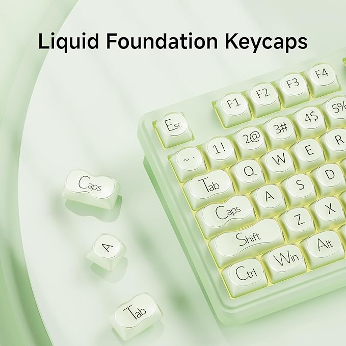 V102 Wired Keyboard 98 Keys Creamy Gaming Keyboard with Display Screen Media Knob RGB Silent Wired Cute Computer Keyboard for Laptop PC Gamer - Green