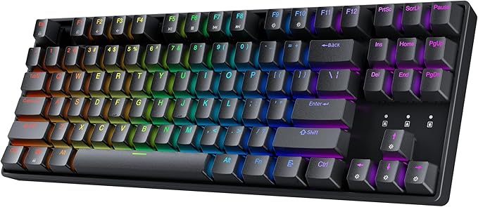 HK GAMING GK80 TKL v3 | Hotswap Mechanical Gaming Keyboard | Tenkeyless 87 Keys Multi Color RGB LED Backlit for PC/Mac Gamer | US Layout (Black Mechanical Brown)