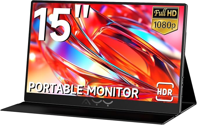 AYY Portable Monitor for Laptop 15 Inch FHD 1080P USB-C HDMI Travel Monitor External for Computer Second Display HDR IPS Gaming Monitor Extender for PC MAC Phone PS4/5 Xbox Switch Built-in Speakers