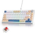 75% Mechanical Creamy Keyboard with Volumn Knob Gasket Hot Swappable RGB Gaming Keyboard Wired Custom Keyboard with Red Switch 82 Keys Compact Creamy White