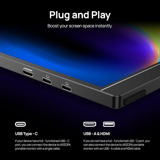 ARZOPA 16 2.5K Portable Monitor 2560x1600 QHD IPS Display 123% sRGB with Built-in Stand USB-C HDMI Eye Care External Second Screen for Mac Laptop Phone PS4/5 Xbox Switch -Z1RC
