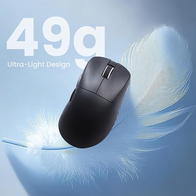 Akko Nest Wireless Gaming Mouse 8K Polling Rate with PAW 3950 Sensor 30000 DPI 49g LightweightOmron Mechanical Switches BT/2.4G/Wired Computer Mouse Black