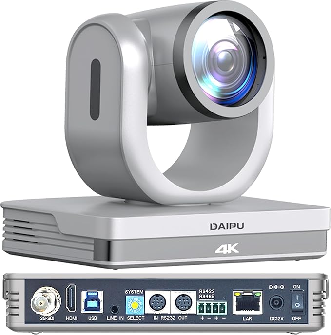 NDI PTZ Camera 4K 20X Optical Zoom HDMI USB SDI LAN PoE AI Auto Tracking PTZ Conference Camera for Church Live Streaming Video Conference Education Broadcast with YouTube Facebook Live Zoom