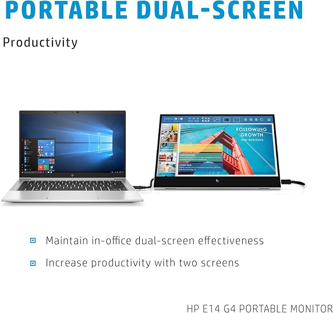 HP E14 G4 14 FHD IPS Portable Monitor with 5ms Response Time Anti-Glare Flicker Free 400 nits Brightness USB-C &amp Dockztorm USB Port Expander Silver Color (1B065AA#AC3)