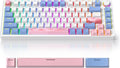75% Pink Mechanical Gaming Keyboard Compact 82 Key Hot Swappable Keyboard with Knob RGB Backlit OEM Profile Wired USB Keyboard with Linear Switches for Windows Mac (82 Pink)