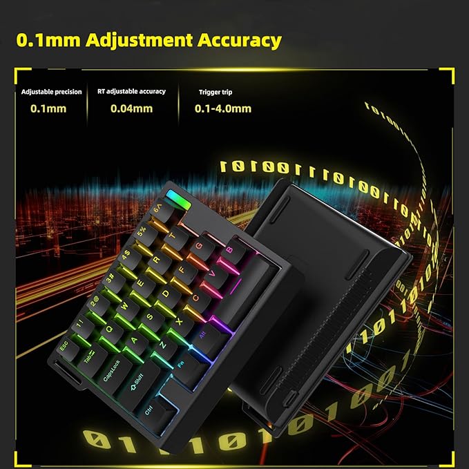 HE30 Rapid Trigger Magnetic Switch Gaming KeyboardOne-Handed Hall Effect RGB HotSwap Adjustable Actuation 8kHz Hyper Fast Mini Macro Gasket E-Sports Keypad Ergonomic Mechanical Keyboard (White)